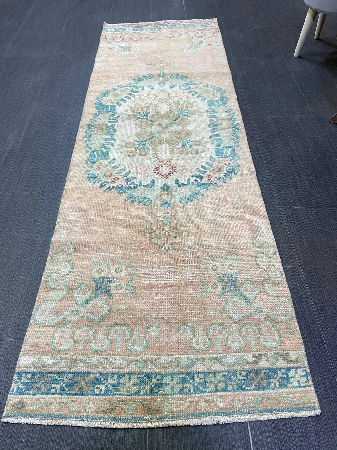 Beige Turkish Runner Rug 2' 1" x 6' 9" Hand-Knotted | No. WR89909