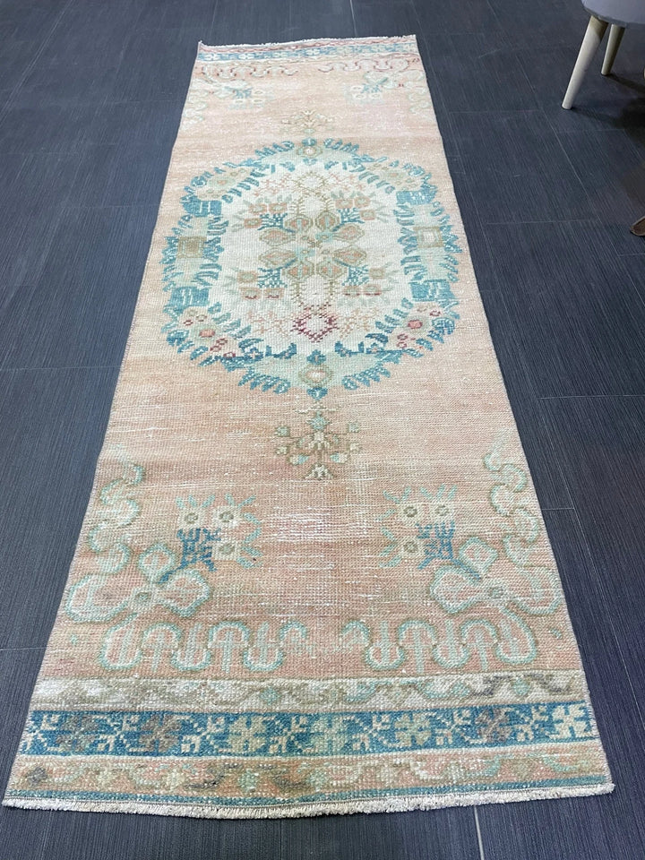 Beige Turkish Runner Rug 2' 1" x 6' 9" Hand-Knotted | No. WR89909