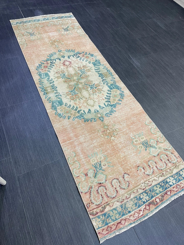 Beige Turkish Runner Rug 2' 1" x 6' 9" Hand-Knotted | No. WR89909