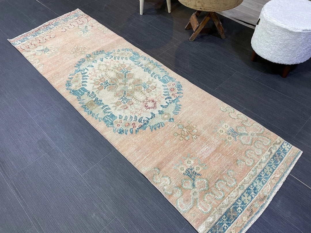 Beige Turkish Runner Rug 2' 1" x 6' 9" Hand-Knotted | No. WR89909