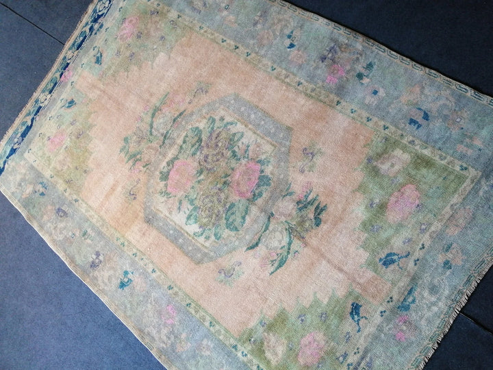 Beige Turkish Runner Rug 5' 6" x 7' 11" Hand-Knotted | No. WR90301