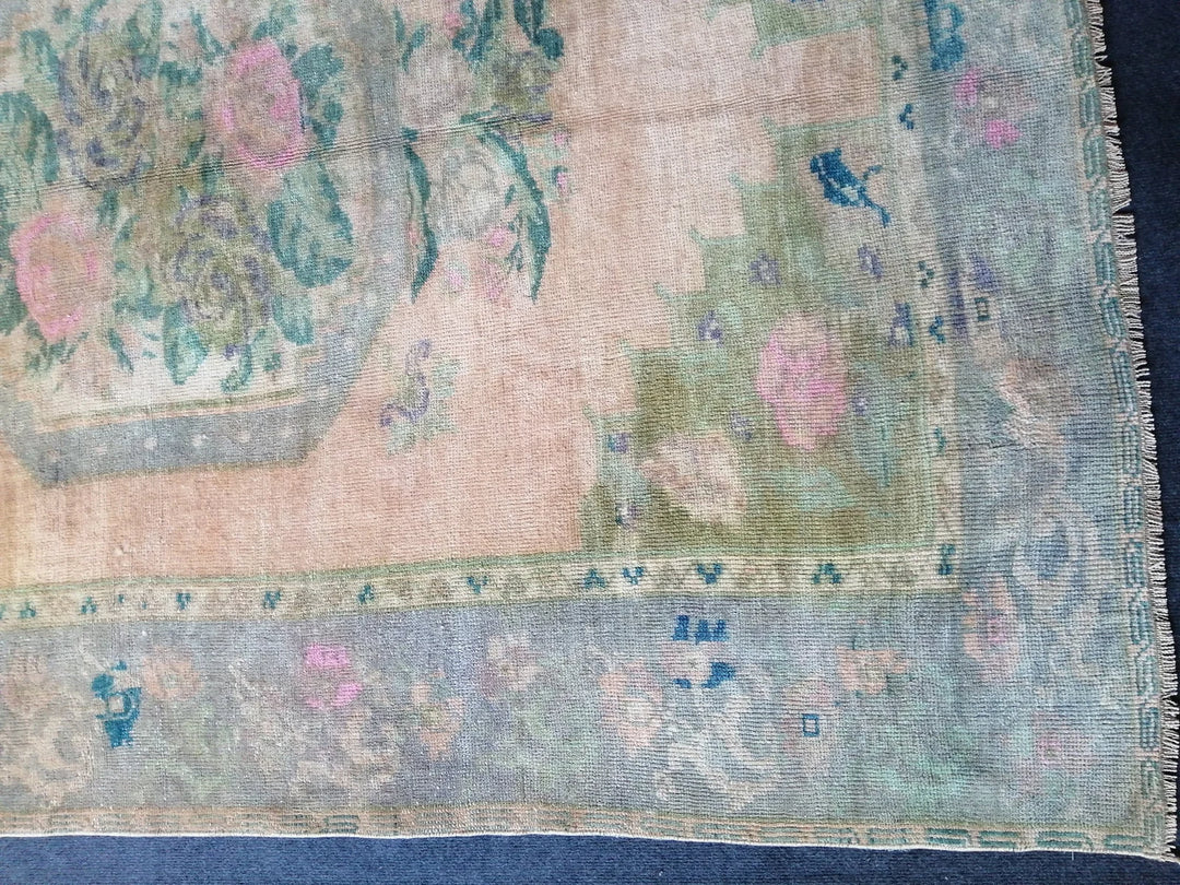 Beige Turkish Runner Rug 5' 6" x 7' 11" Hand-Knotted | No. WR90301