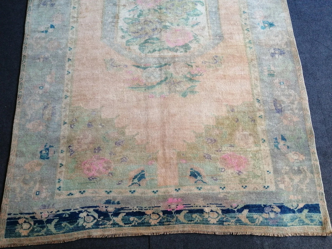 Beige Turkish Runner Rug 5' 6" x 7' 11" Hand-Knotted | No. WR90301