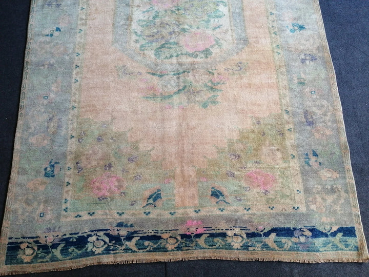 Beige Turkish Runner Rug 5' 6" x 7' 11" Hand-Knotted | No. WR90301