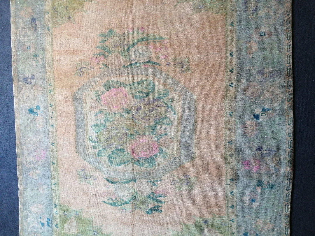 Beige Turkish Runner Rug 5' 6" x 7' 11" Hand-Knotted | No. WR90301