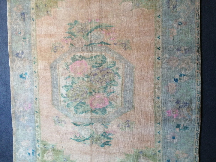 Beige Turkish Runner Rug 5' 6" x 7' 11" Hand-Knotted | No. WR90301