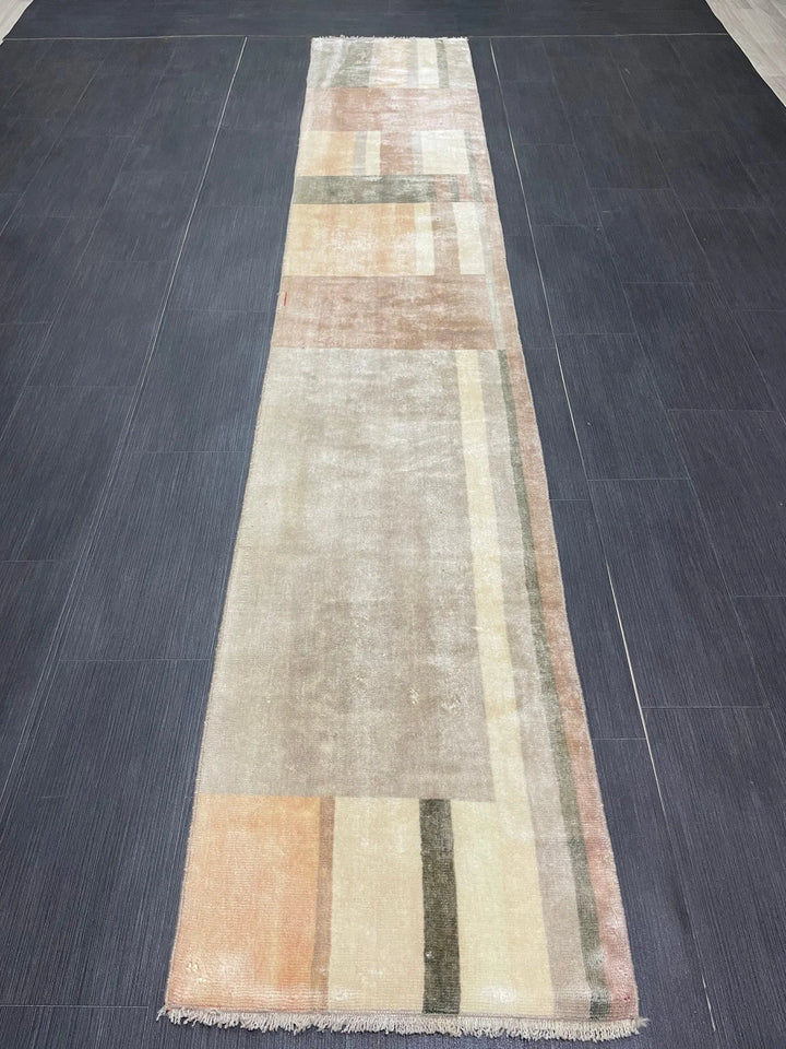 Brown Turkish Runner Rug 1' 11" x 10' 10" Hand-Knotted | No. WR90524