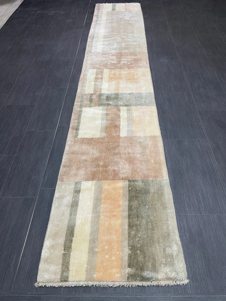 Brown Turkish Runner Rug 1' 11" x 10' 10" Hand-Knotted | No. WR90524