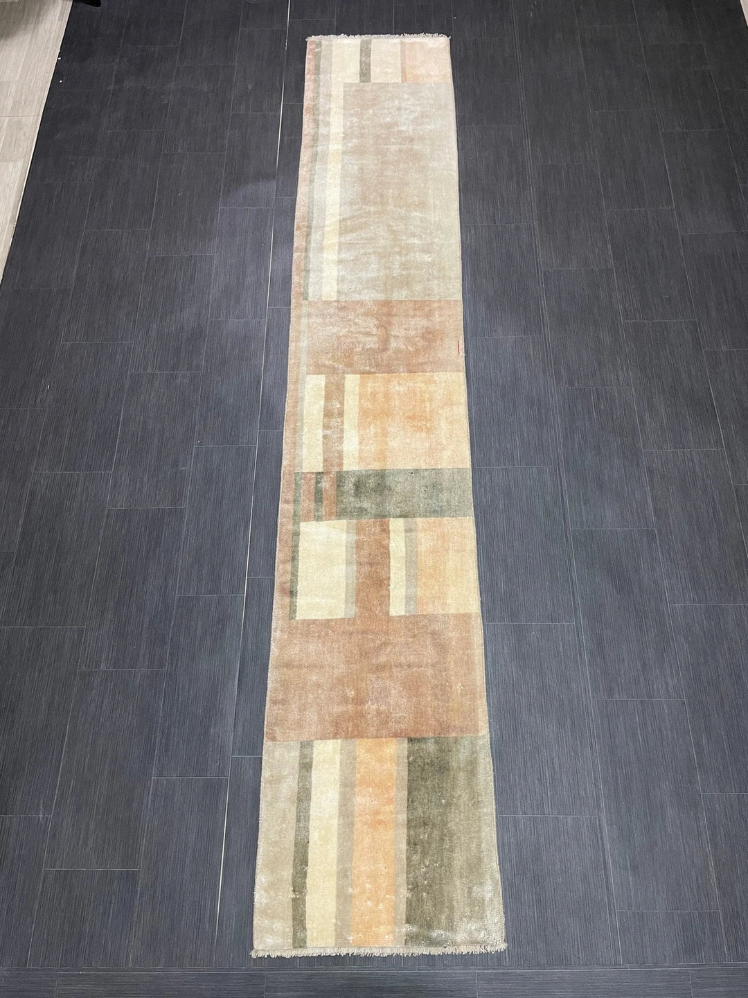 Brown Turkish Runner Rug 1' 11" x 10' 10" Hand-Knotted | No. WR90524