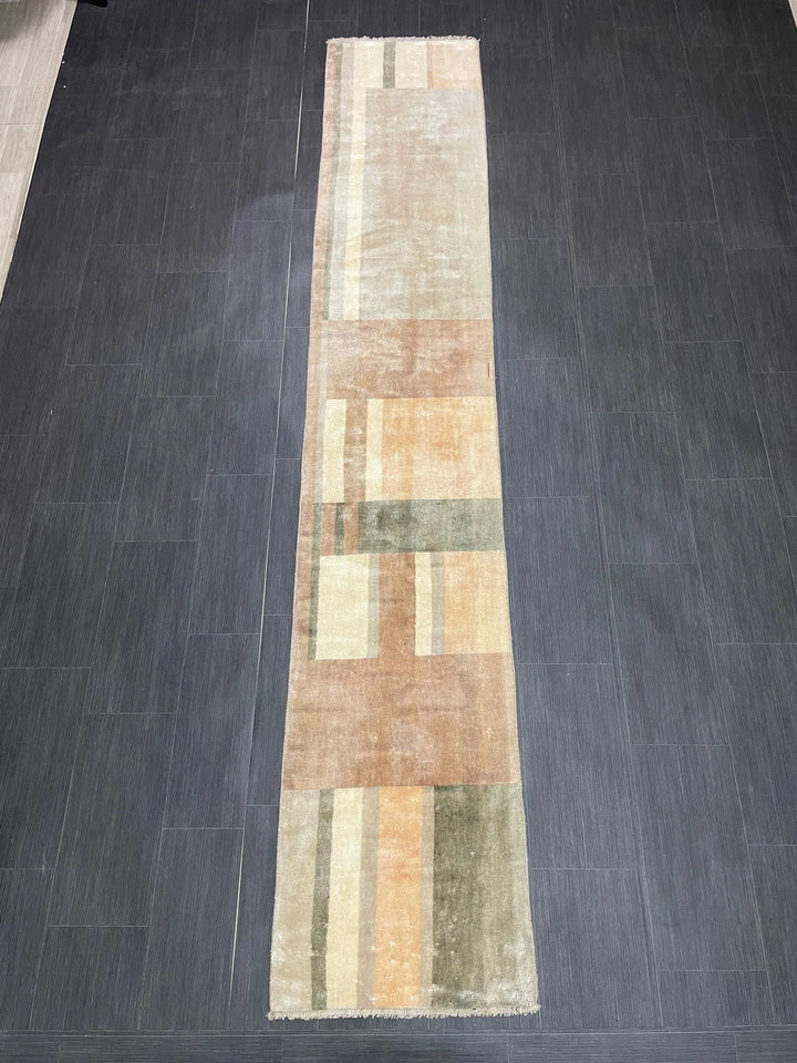 Brown Turkish Runner Rug 1' 11" x 10' 10" Hand-Knotted | No. WR90524