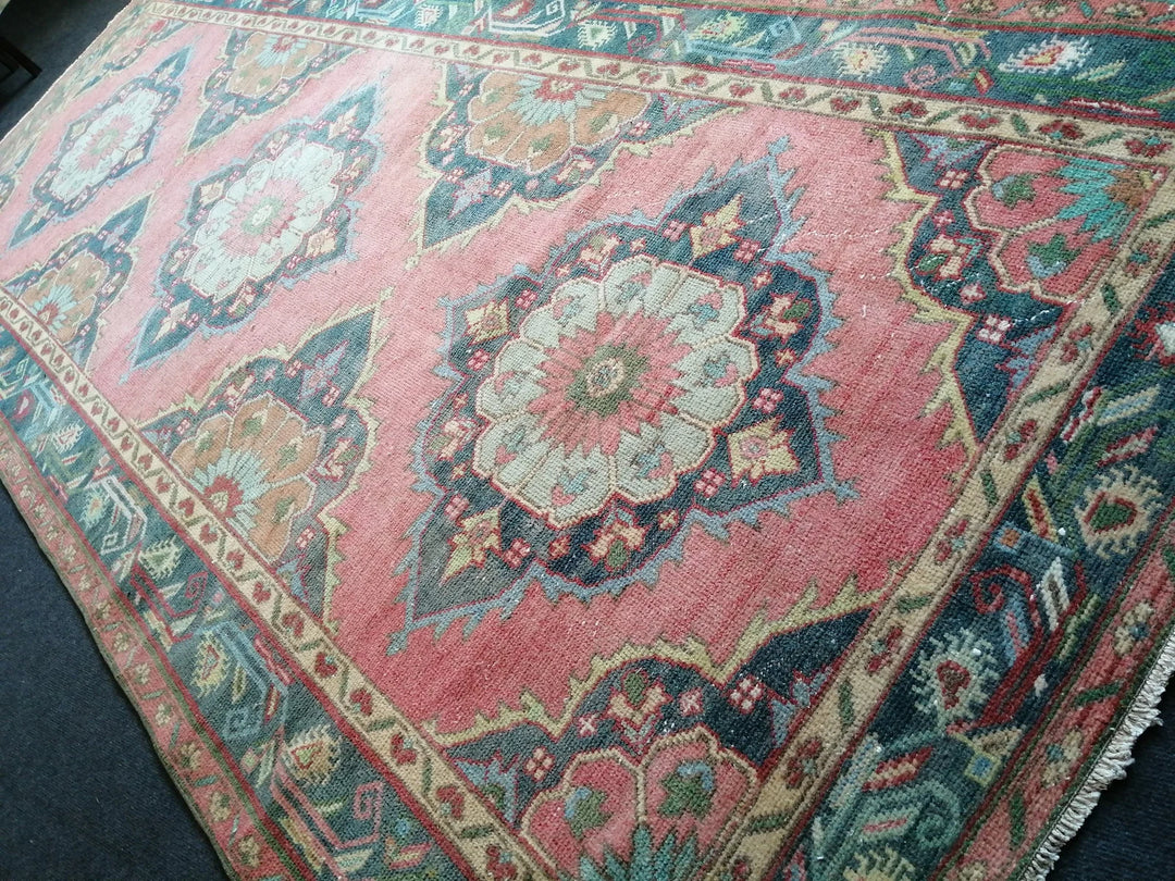 Beige Turkish Runner Rug 4' 8" x 11' 6" Hand-Knotted | No. WR90670