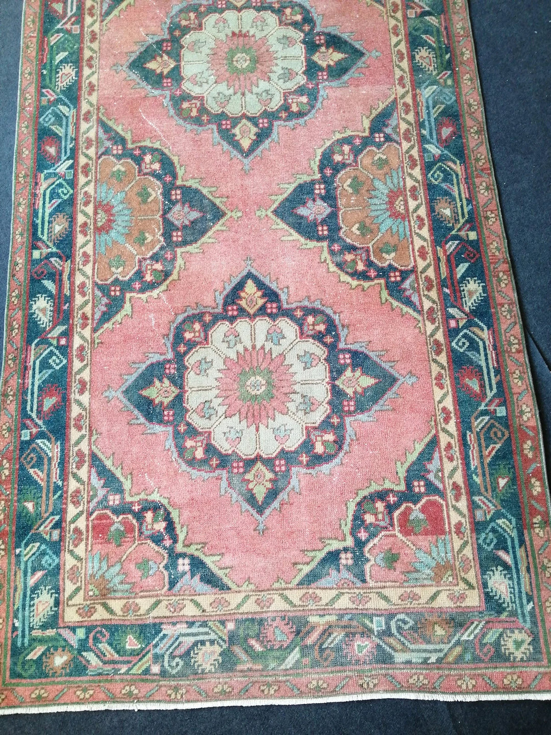 Beige Turkish Runner Rug 4' 8" x 11' 6" Hand-Knotted | No. WR90670