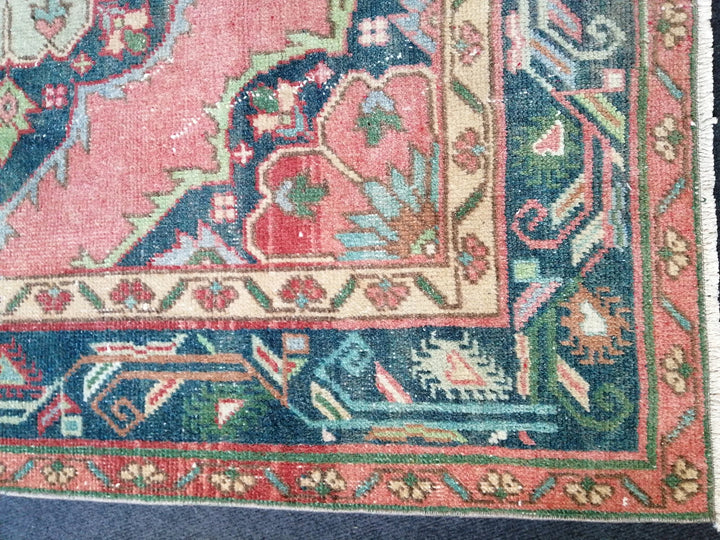 Beige Turkish Runner Rug 4' 8" x 11' 6" Hand-Knotted | No. WR90670