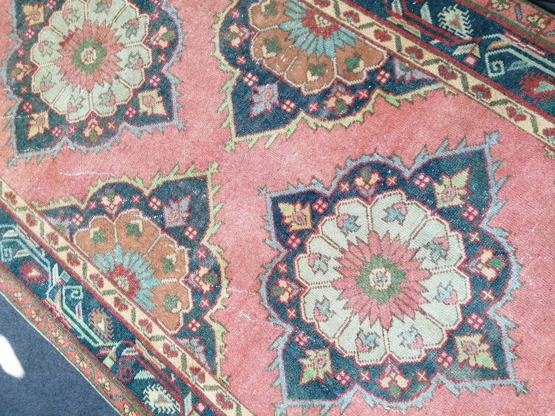 Beige Turkish Runner Rug 4' 8" x 11' 6" Hand-Knotted | No. WR90670