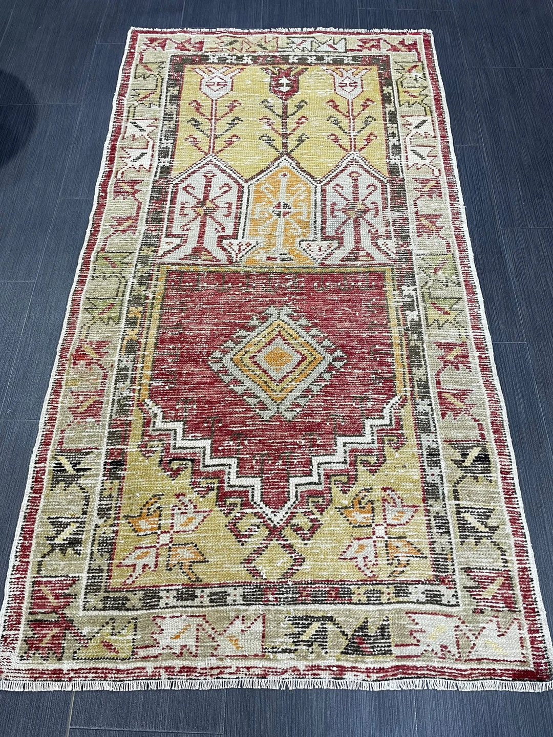 Red Turkish Vintage Rug 2' 6" x 4' 8" Hand-Knotted | No. WR91384