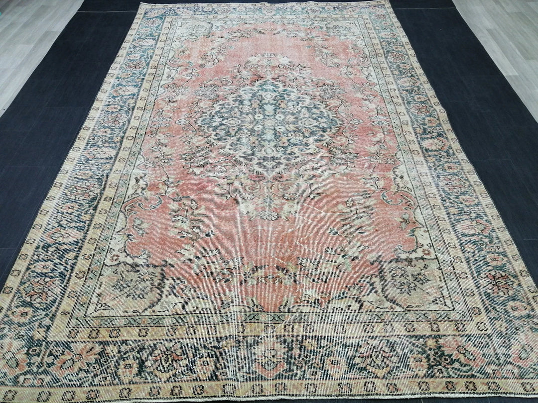 Tan Turkish Oushak Rug 6' 5" x 9' 8" Hand-Knotted | No. WR91848