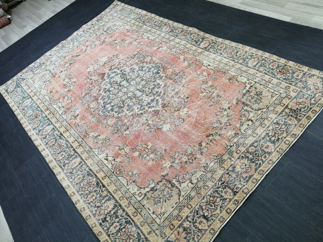 Tan Turkish Oushak Rug 6' 5" x 9' 8" Hand-Knotted | No. WR91848