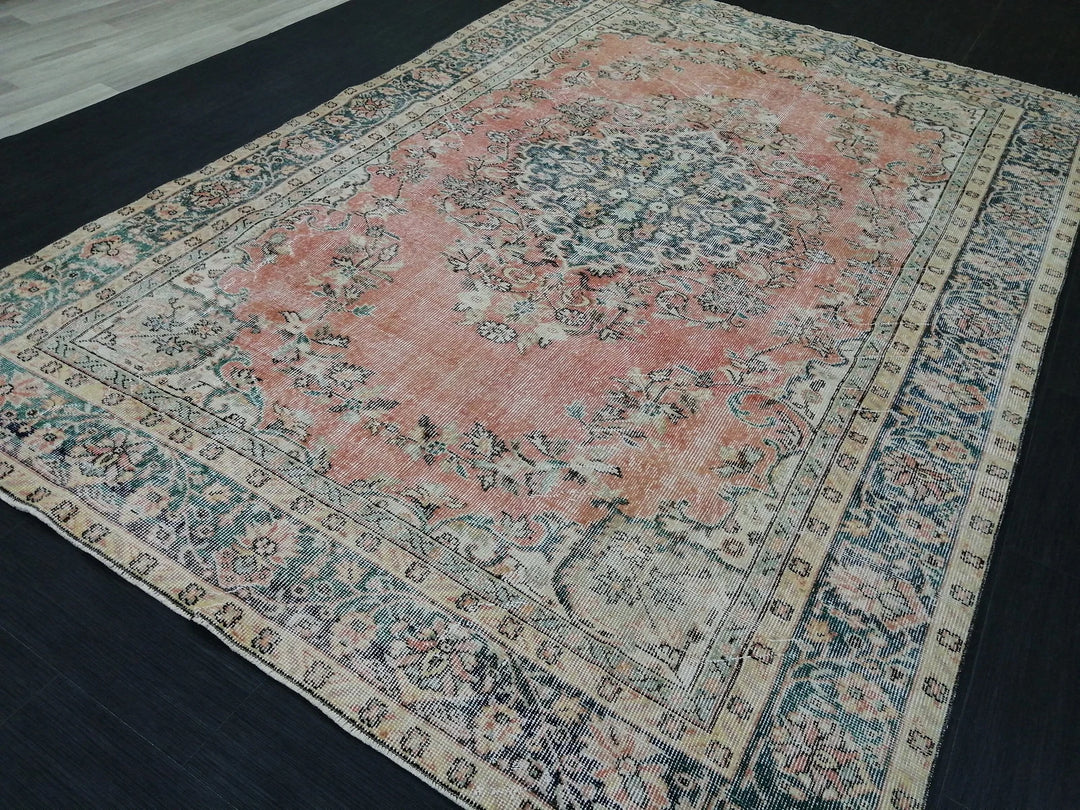 Tan Turkish Oushak Rug 6' 5" x 9' 8" Hand-Knotted | No. WR91848