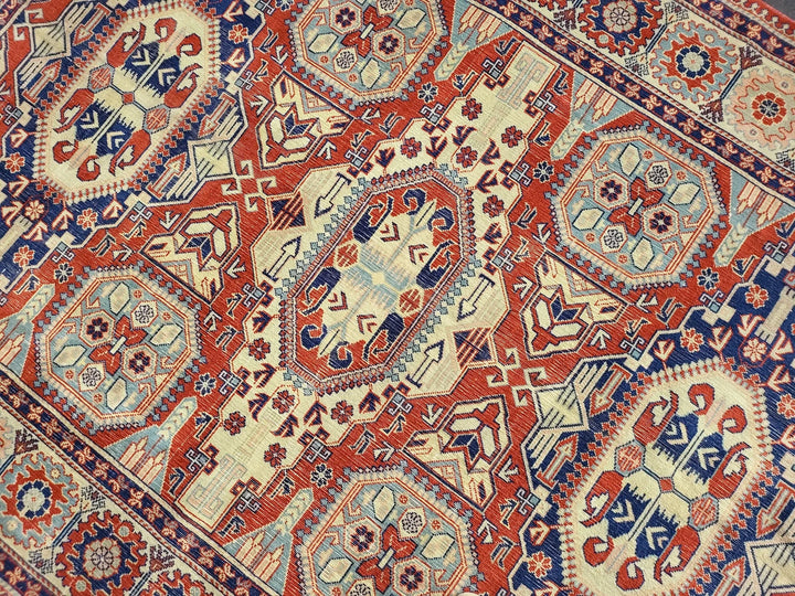 Beige Turkish Runner Rug 6' 5" x 9' 3" Hand-Knotted | No. WR92222
