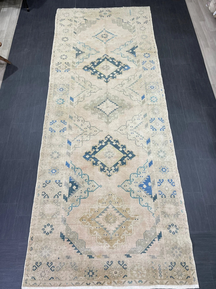 Beige Turkish Runner Rug 5' 2" x 13' 4" Hand-Knotted | No. WR92434