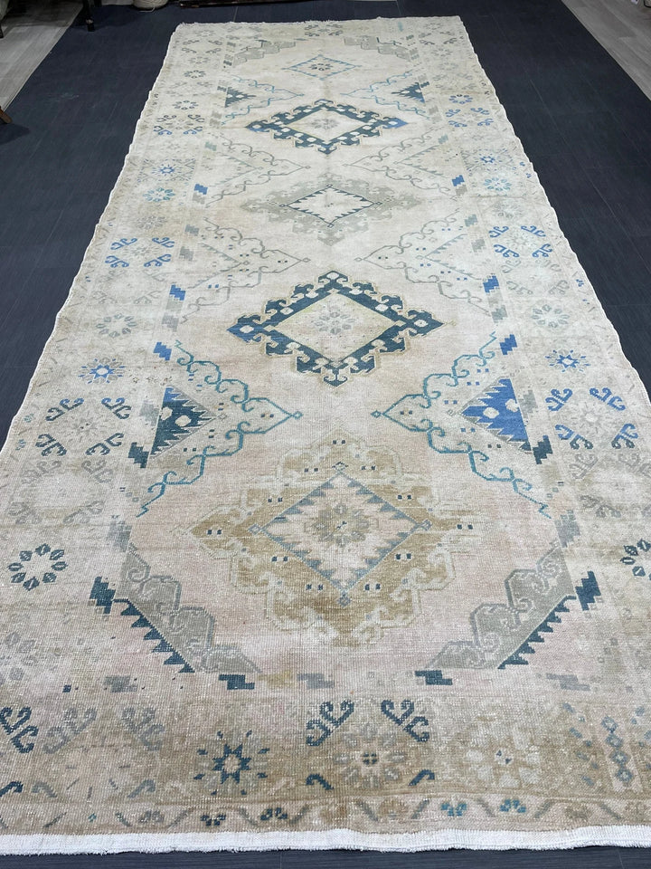 Beige Turkish Runner Rug 5' 2" x 13' 4" Hand-Knotted | No. WR92434