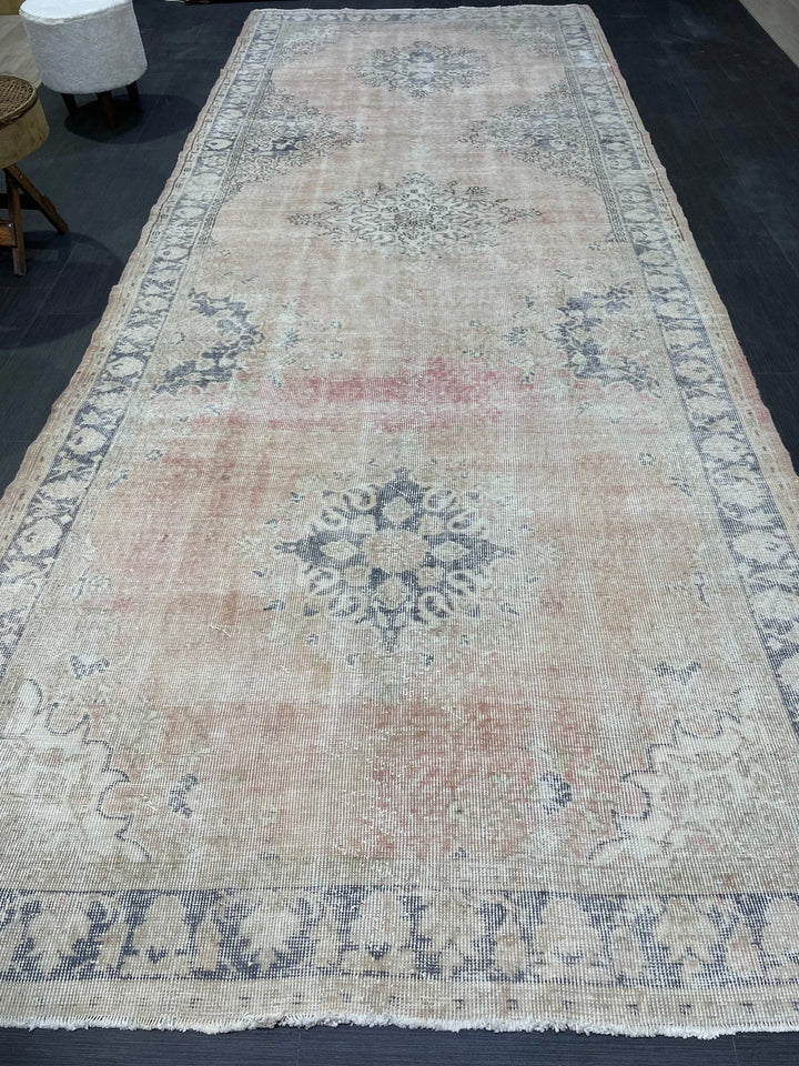 Tan Turkish Runner Rug 5' x 13' 1" Hand-Knotted | No. WR92442