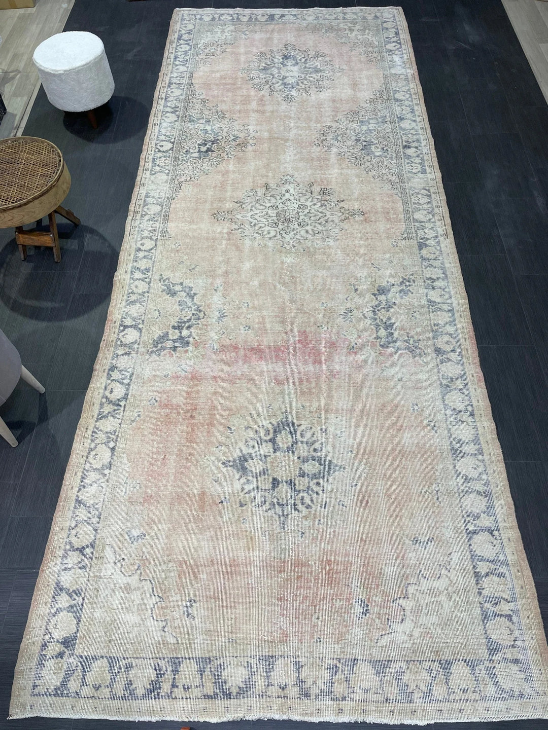 Tan Turkish Runner Rug 5' x 13' 1" Hand-Knotted | No. WR92442