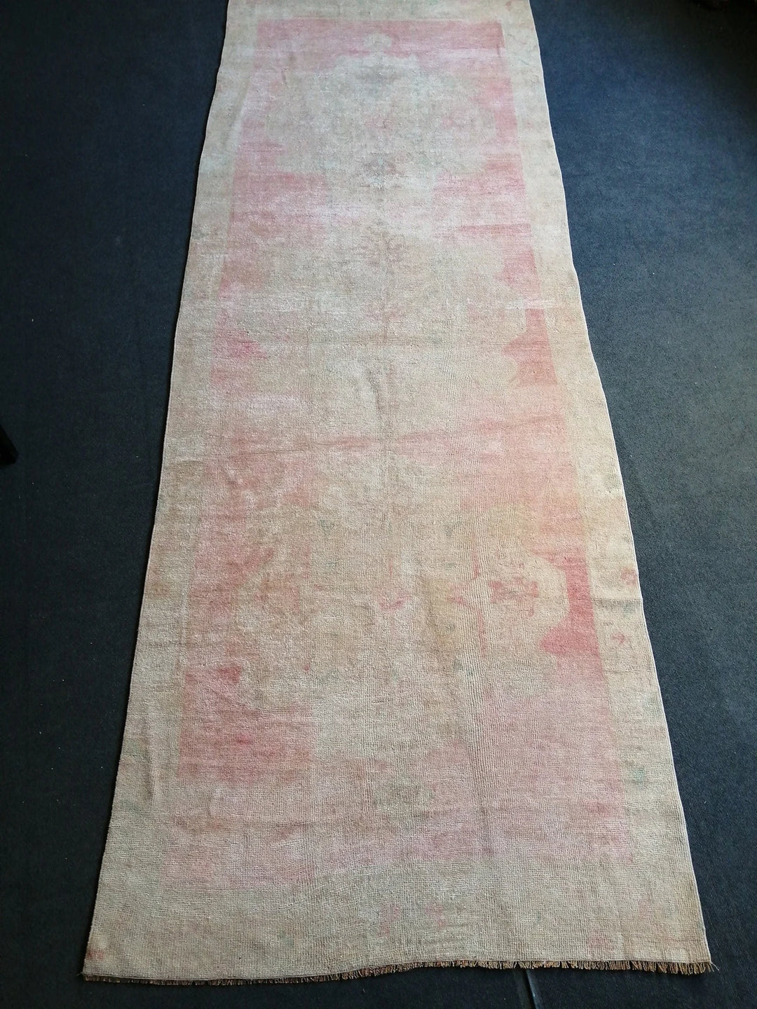 Beige Turkish Runner Rug 4' 4" x 12' Hand-Knotted | No. WR92577