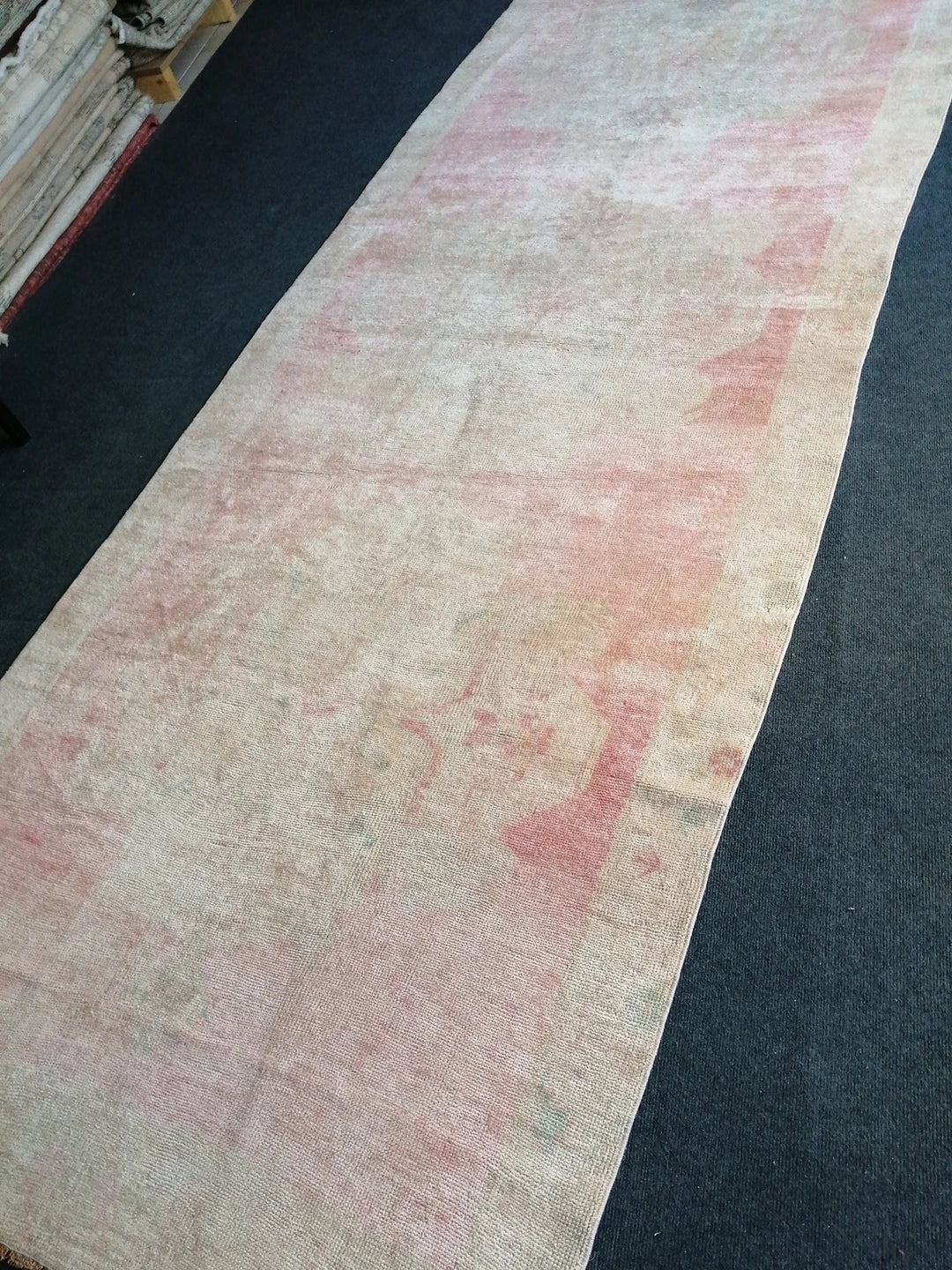 Beige Turkish Runner Rug 4' 4" x 12' Hand-Knotted | No. WR92577