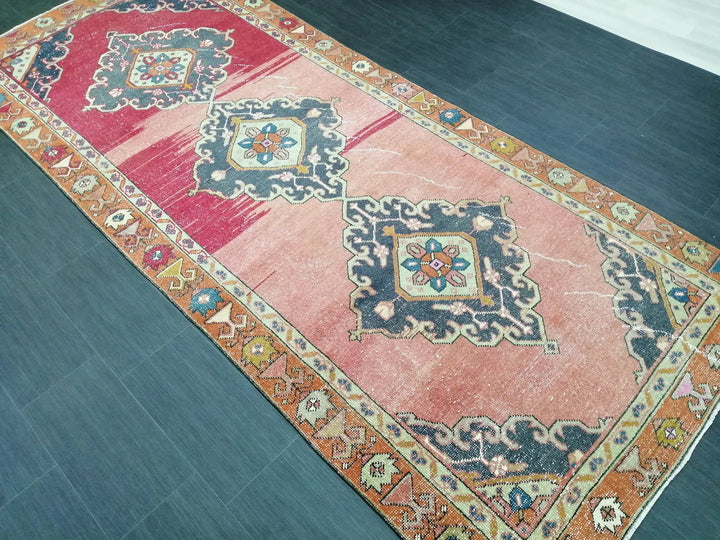 Beige Turkish Runner Rug 4' 6" x 10' 6" Hand-Knotted | No. WR92622