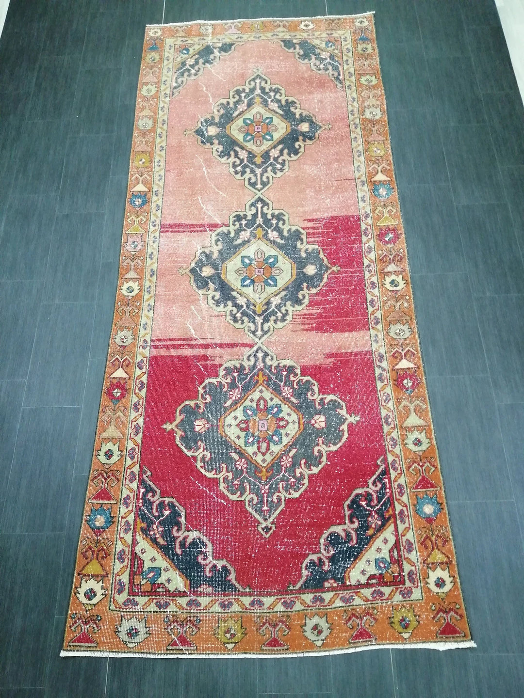 Beige Turkish Runner Rug 4' 6" x 10' 6" Hand-Knotted | No. WR92622