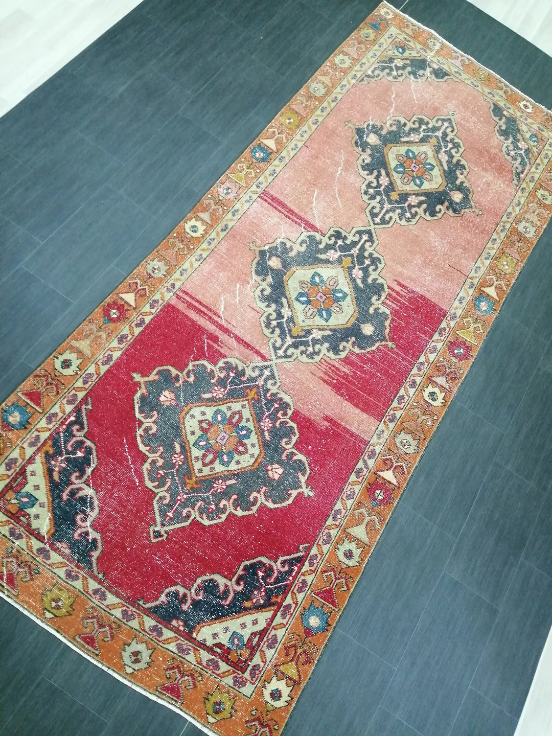Beige Turkish Runner Rug 4' 6" x 10' 6" Hand-Knotted | No. WR92622