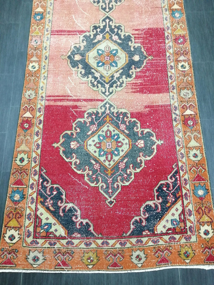 Beige Turkish Runner Rug 4' 6" x 10' 6" Hand-Knotted | No. WR92622