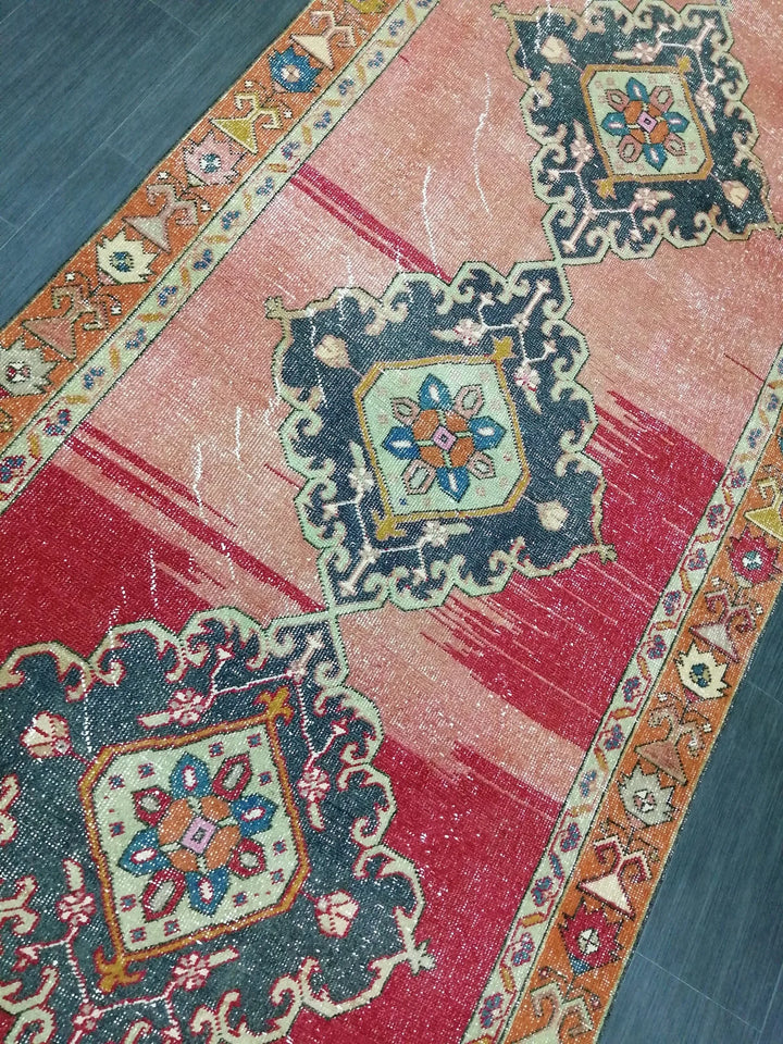 Beige Turkish Runner Rug 4' 6" x 10' 6" Hand-Knotted | No. WR92622