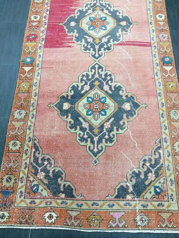 Beige Turkish Runner Rug 4' 6" x 10' 6" Hand-Knotted | No. WR92622