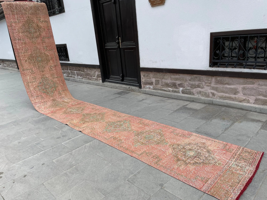 Beige Turkish Runner Rug 2' 9" x 19' 8" Hand-Knotted | No. WR92624