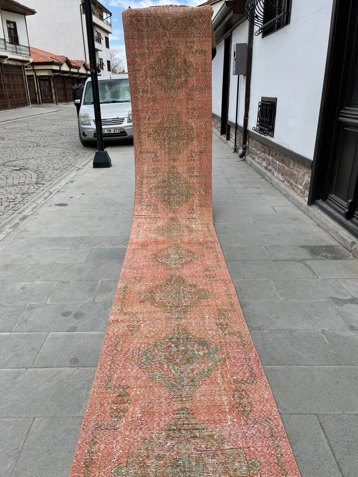 Beige Turkish Runner Rug 2' 9" x 19' 8" Hand-Knotted | No. WR92624