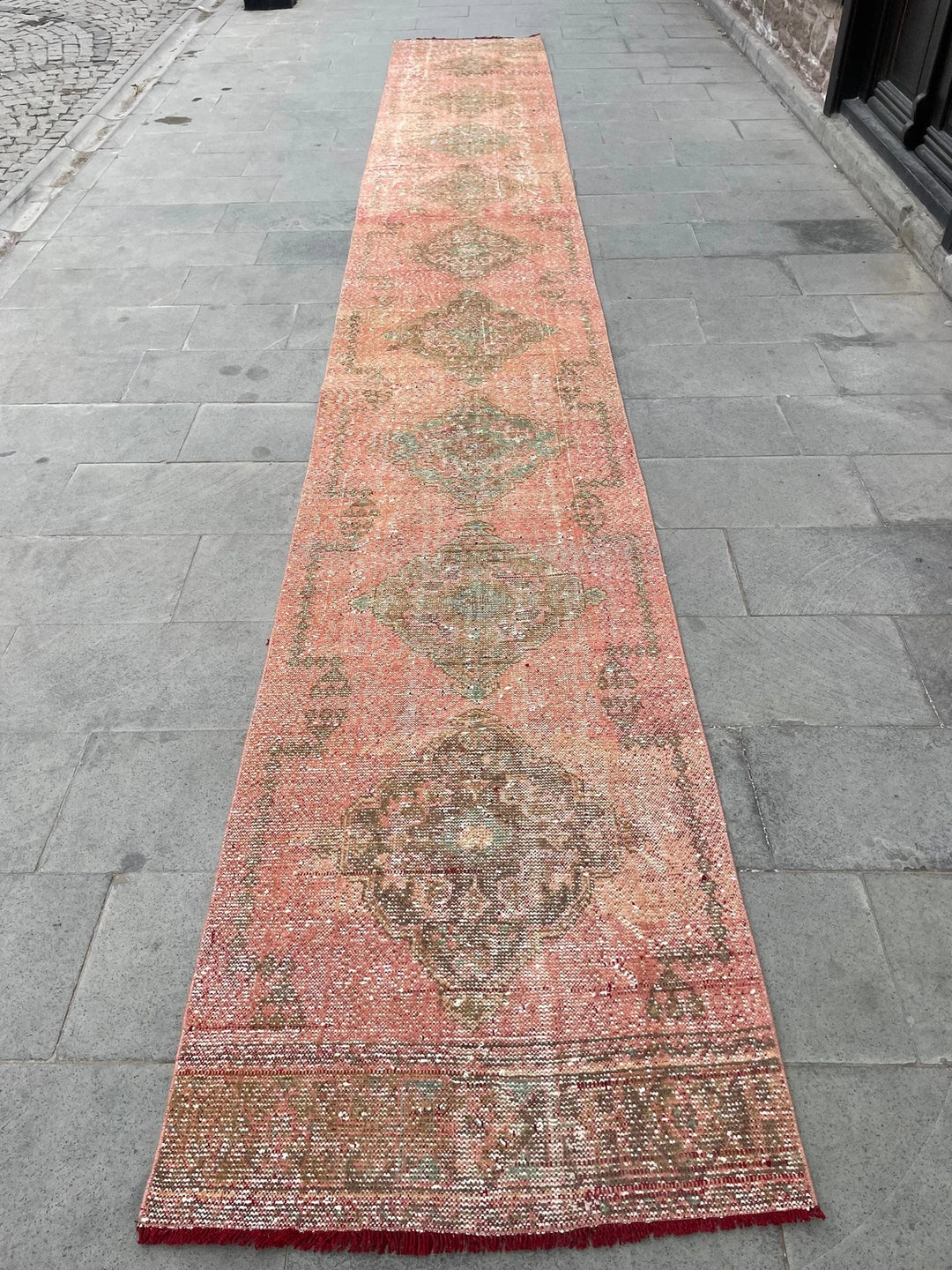 Beige Turkish Runner Rug 2' 9" x 19' 8" Hand-Knotted | No. WR92624