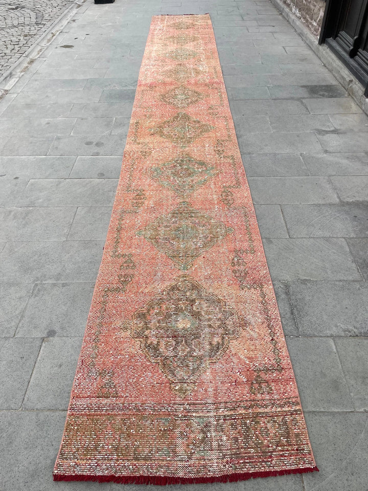 Beige Turkish Runner Rug 2' 9" x 19' 8" Hand-Knotted | No. WR92624