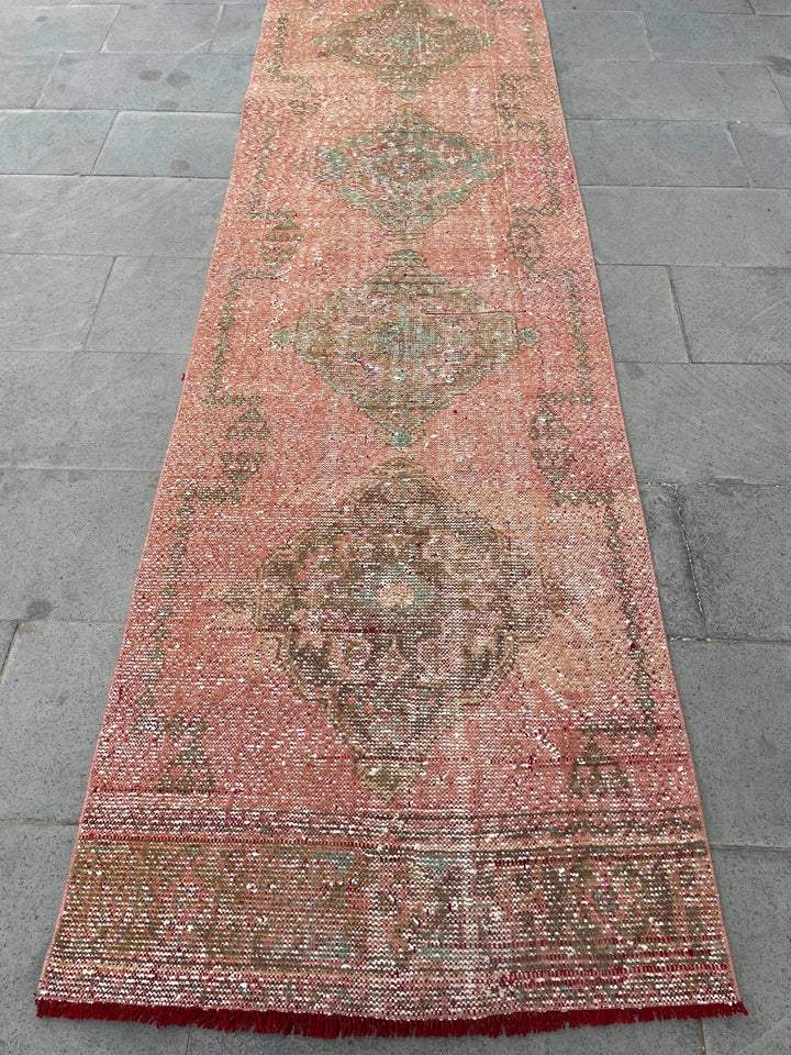 Beige Turkish Runner Rug 2' 9" x 19' 8" Hand-Knotted | No. WR92624