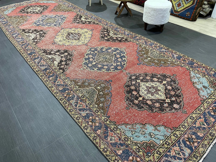 Beige Turkish Runner Rug 4' 9" x 13' 2" Hand-Knotted | No. WR92732