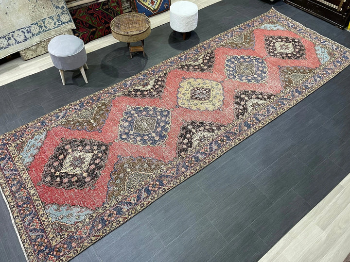 Beige Turkish Runner Rug 4' 9" x 13' 2" Hand-Knotted | No. WR92732