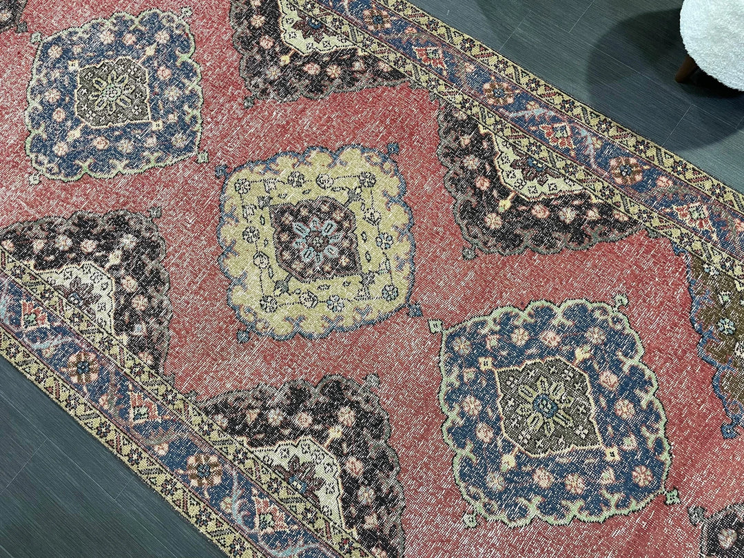 Beige Turkish Runner Rug 4' 9" x 13' 2" Hand-Knotted | No. WR92732