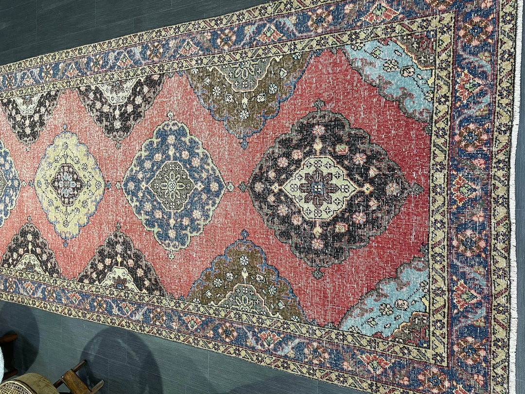 Beige Turkish Runner Rug 4' 9" x 13' 2" Hand-Knotted | No. WR92732