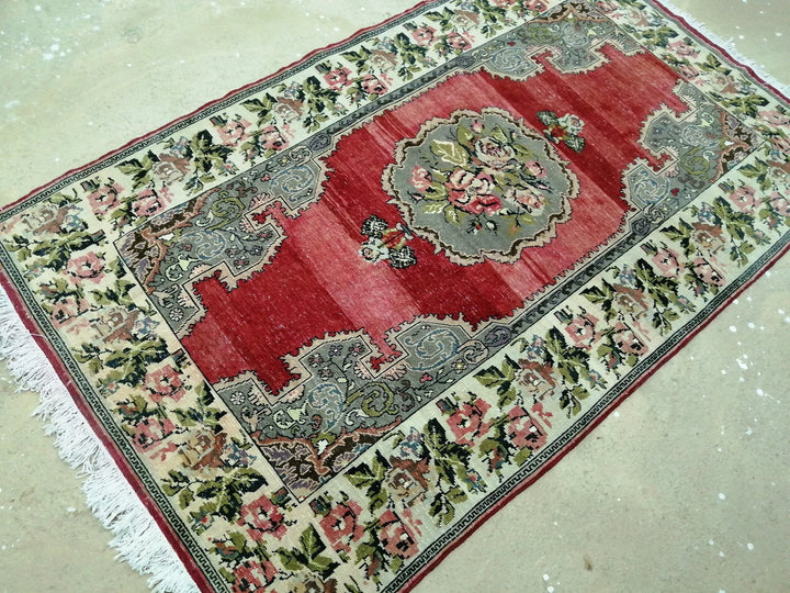 Beige Turkish Runner Rug 4' 7" x 7' 7" Hand-Knotted | No. WR93012