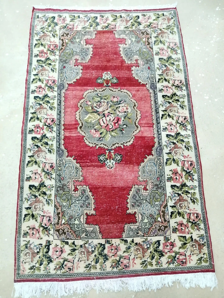 Beige Turkish Runner Rug 4' 7" x 7' 7" Hand-Knotted | No. WR93012