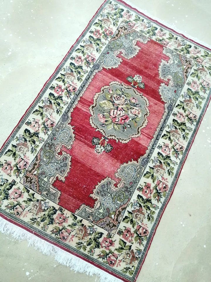 Beige Turkish Runner Rug 4' 7" x 7' 7" Hand-Knotted | No. WR93012