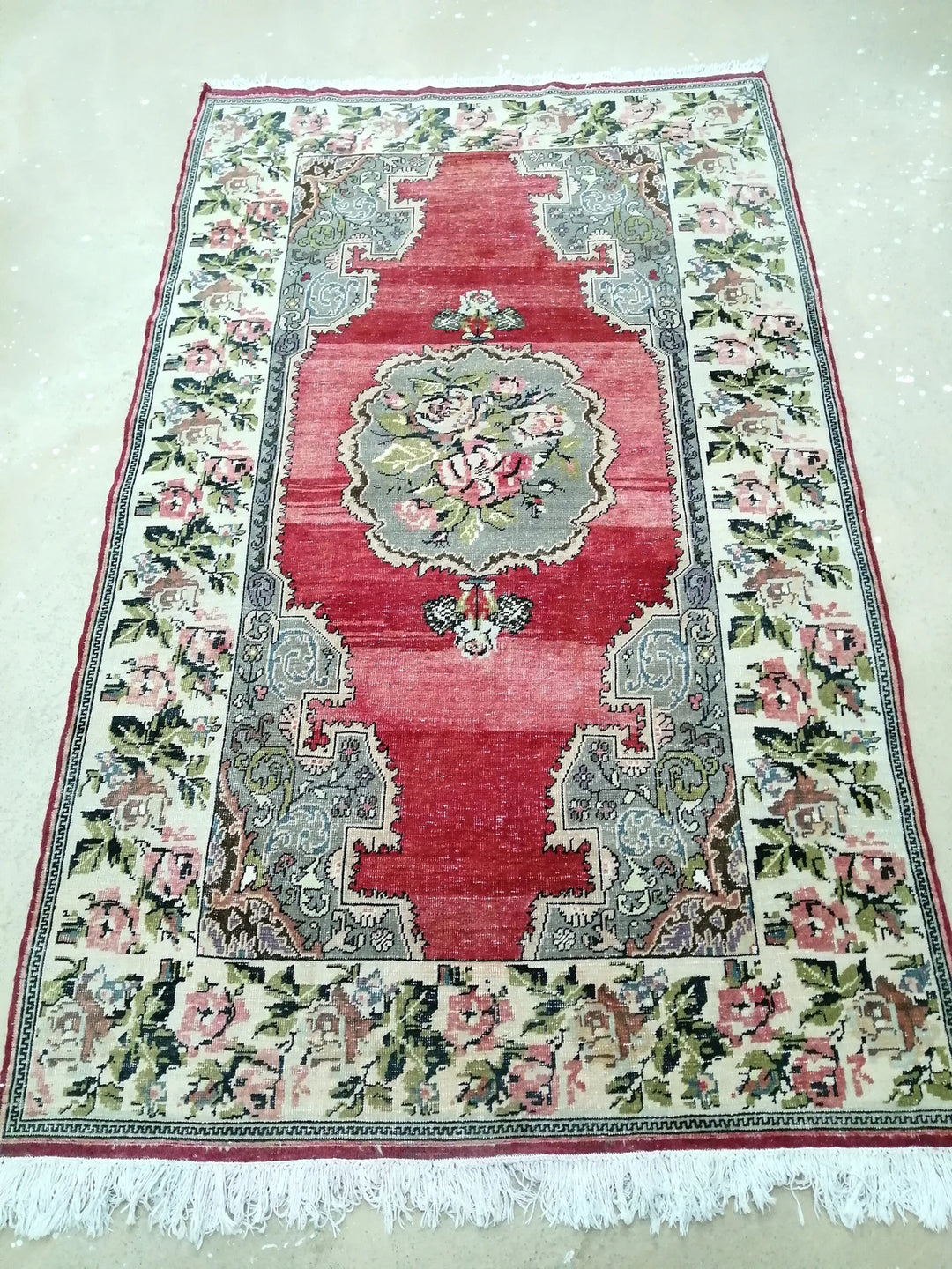 Beige Turkish Runner Rug 4' 7" x 7' 7" Hand-Knotted | No. WR93012