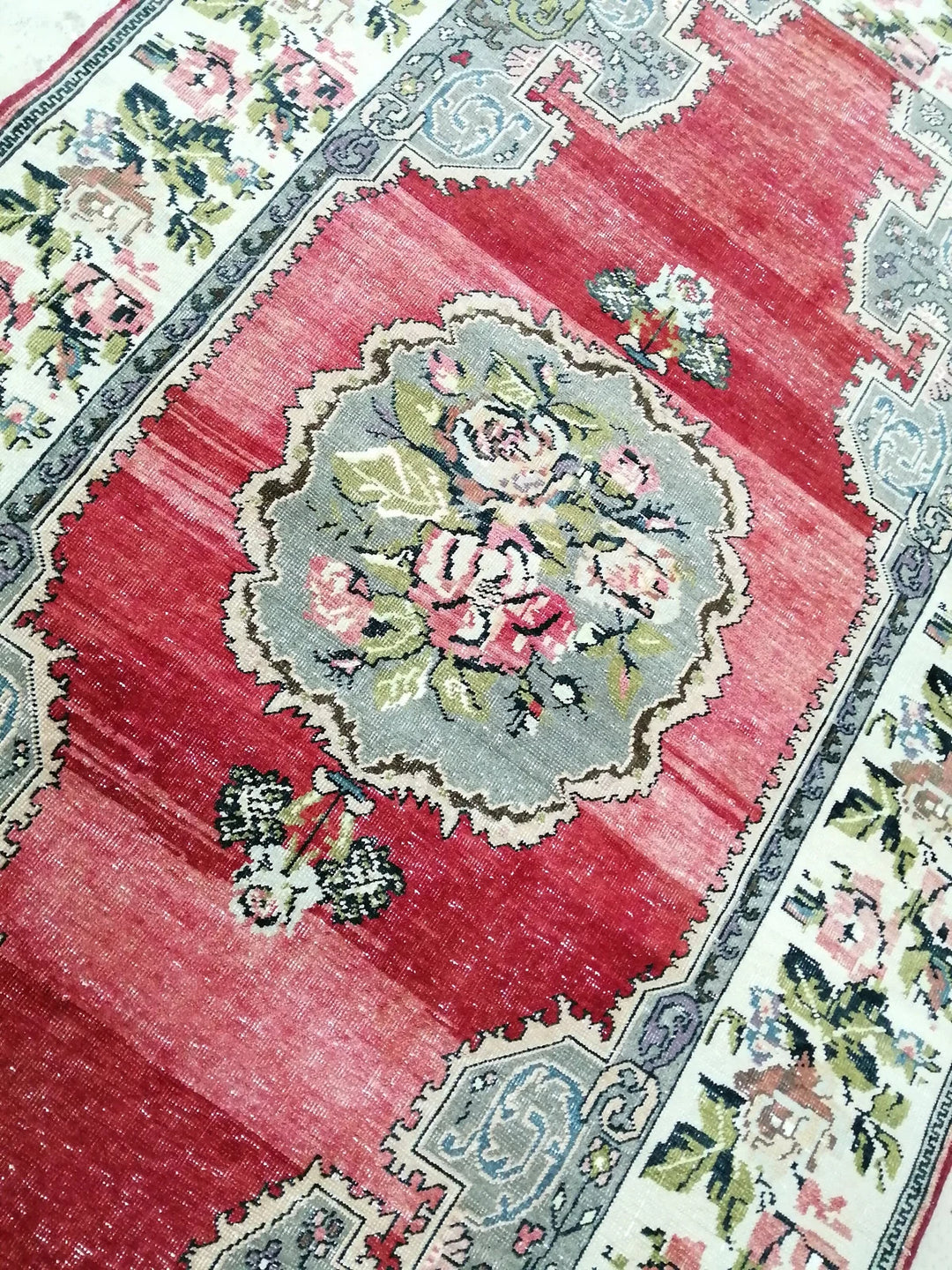 Beige Turkish Runner Rug 4' 7" x 7' 7" Hand-Knotted | No. WR93012