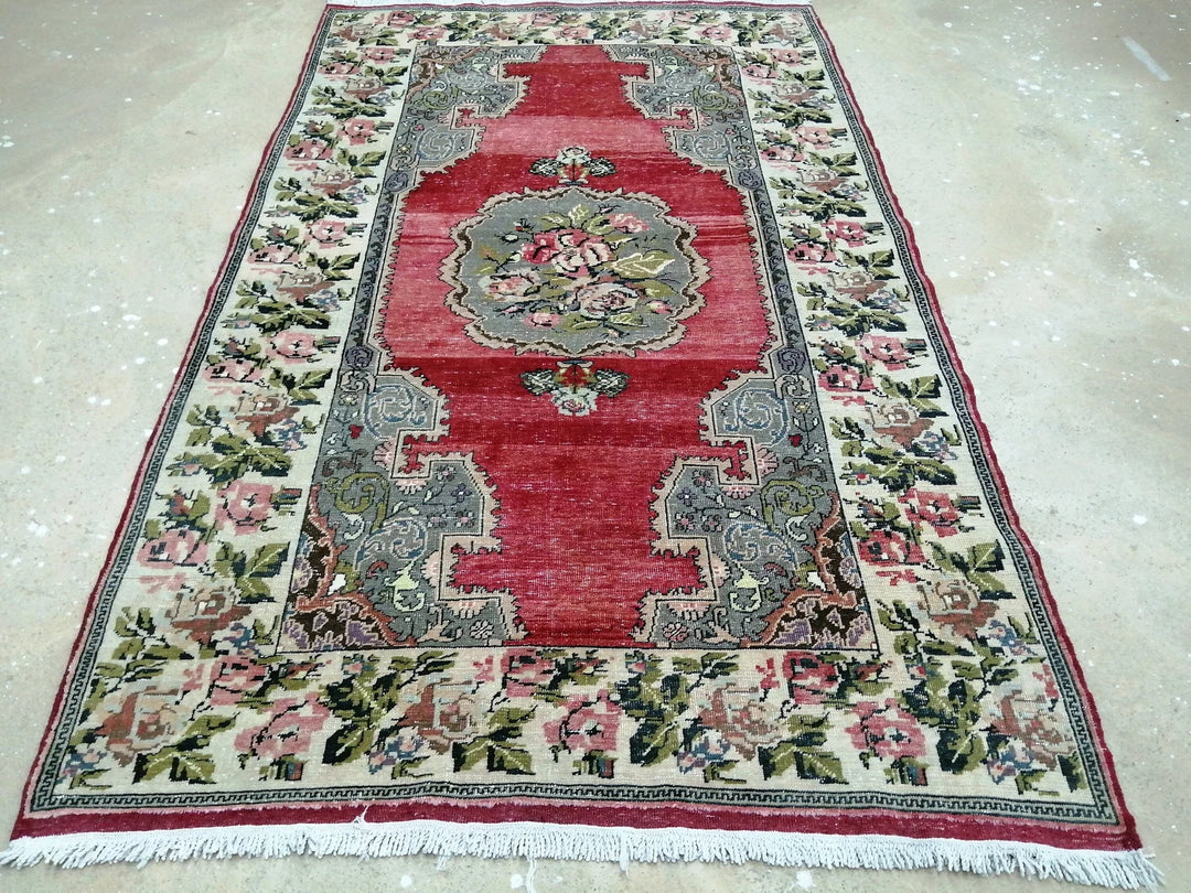 Beige Turkish Runner Rug 4' 7" x 7' 7" Hand-Knotted | No. WR93012